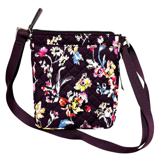 NEW Vera Bradley purse purple bag floral RFID protection Iconic Mini Hipster - Picture 3 of 7